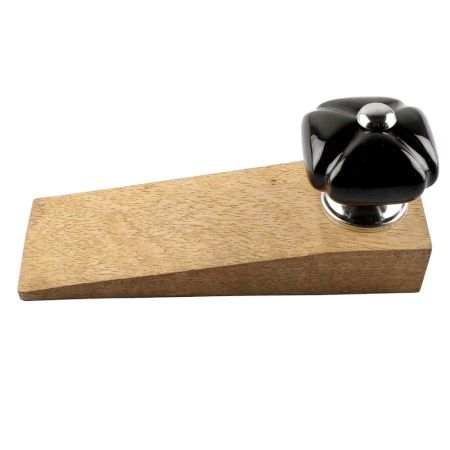 Solid Black Square Ceramic Door Stopper